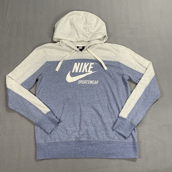 Nike Other - Nike Sportswear Hoodie Mens Medium Blue Gray Pullover Logo Pocket Sweatshirt